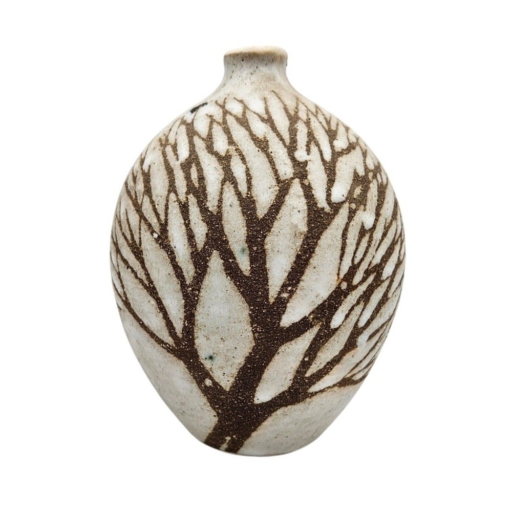 Anderson Design of Maine Small Tree Branch Vase 5.5" Brown & Cream Textured